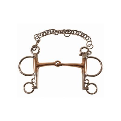 Pelham pieno inox con imboccatura in rame