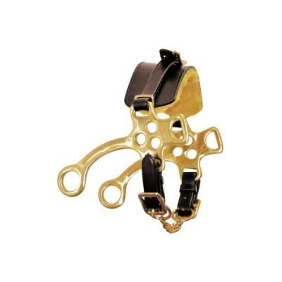 Hackamore in ottone con nasalina in cuoio