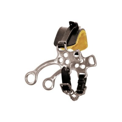 Hackamore in acciaio inox con nasalina in cuoio