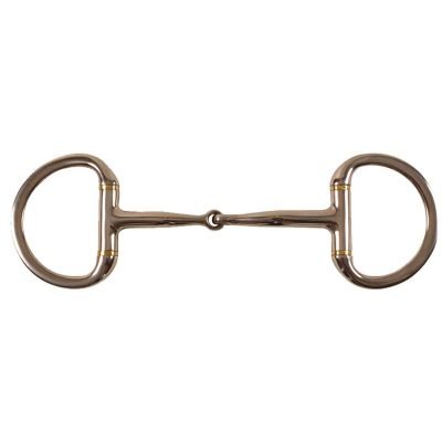 Filetto-western-a-D-inox,-imboccatura-con-inserti-in-rame,-anelli-schiacciati