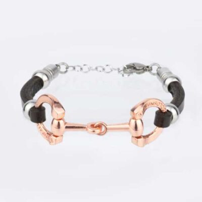 Bracciale in pelle nero rose gold