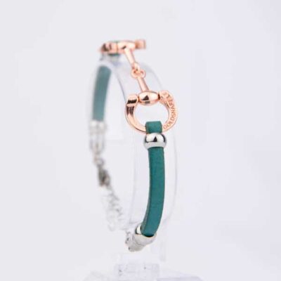 Bracciale in pelle verde rose gold