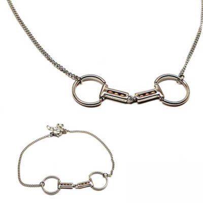 Collana e bracciale acciaio tema equestre