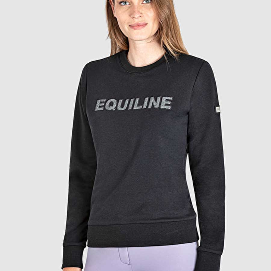 FELPA-NERA-GIROCOLLO-DONNA-CON-LOGO-IN-LUREX-EQUILINE FELPA-NERA-GIROCOLLO-DONNA-CON-LOGO-IN-LUREX-EQUILINE