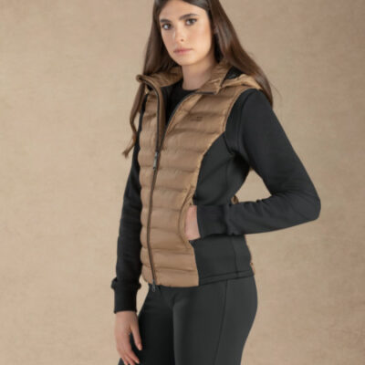 GILET CAMEL CON LOGO EQUILINE DONNA