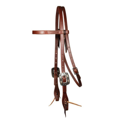 TESTIERA IN CUOIO GRASSO DA 5/8 DOUBLE BUCKLE CON FIBBIA FEATHER