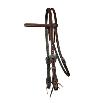 TESTIERA IN CUOIO GRASSO DA 5/8 CHOCOLATE ROUGHOUT BROWBAND HEADSTALL